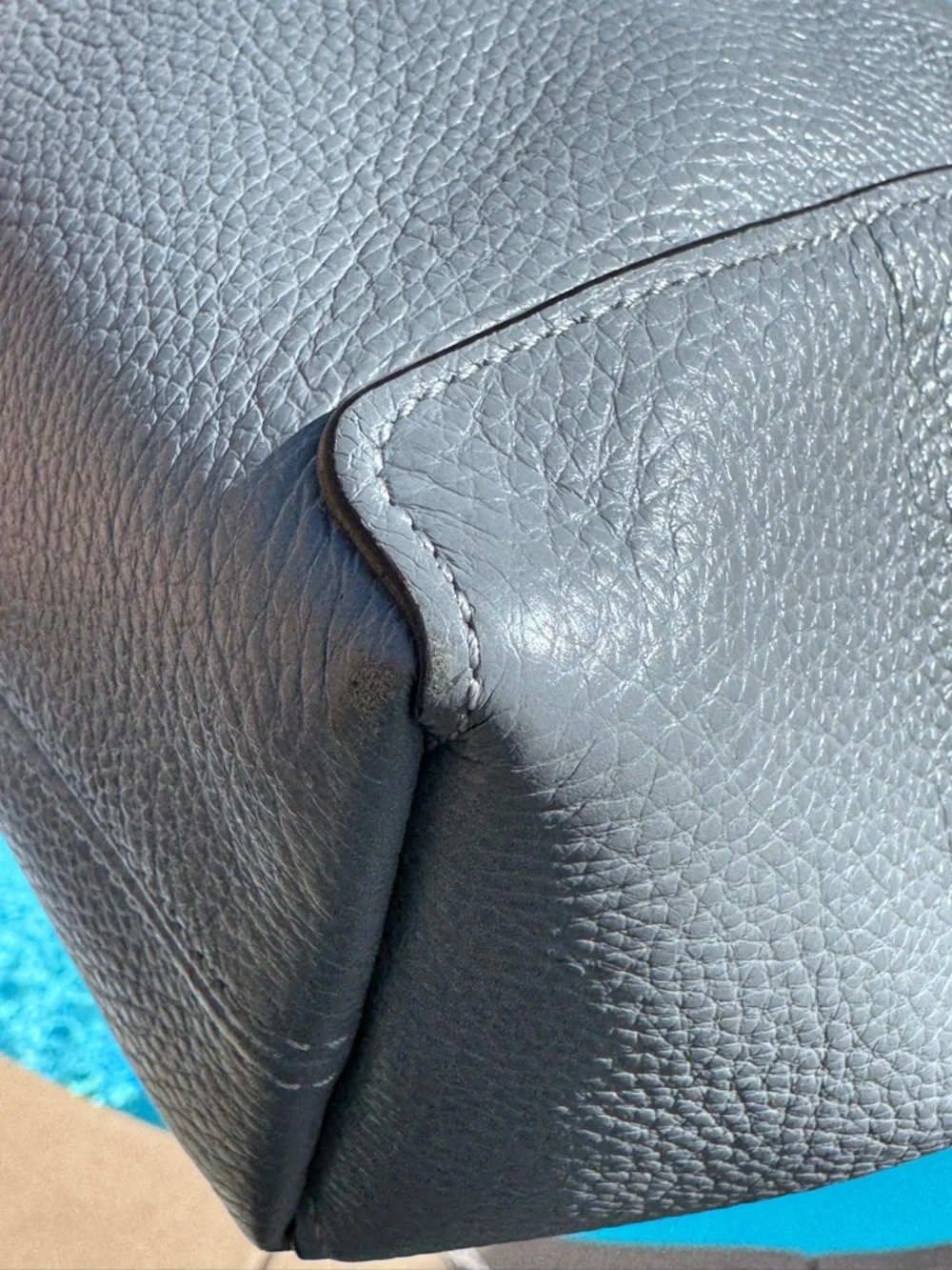 Coach Kacey Satchel grey pebble leather snake-embossed handle and strap EUC - Picture 9 of 17